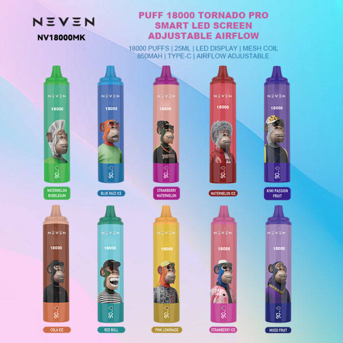 NEVEN vape puff 18k 18000 puffs vapes disposable puff 15k 15000 20K tornado pro vaper e zigarette eu warehouse digital screen vapers 25ml pod device 850mAh battery - Image 2