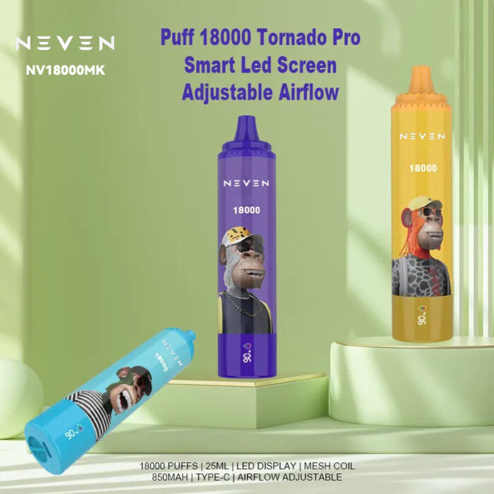NEVEN vape puff 18k 18000 puffs vapes disposable puff 15k 15000 20K tornado pro vaper e zigarette eu warehouse digital screen vapers 25ml pod device 850mAh battery